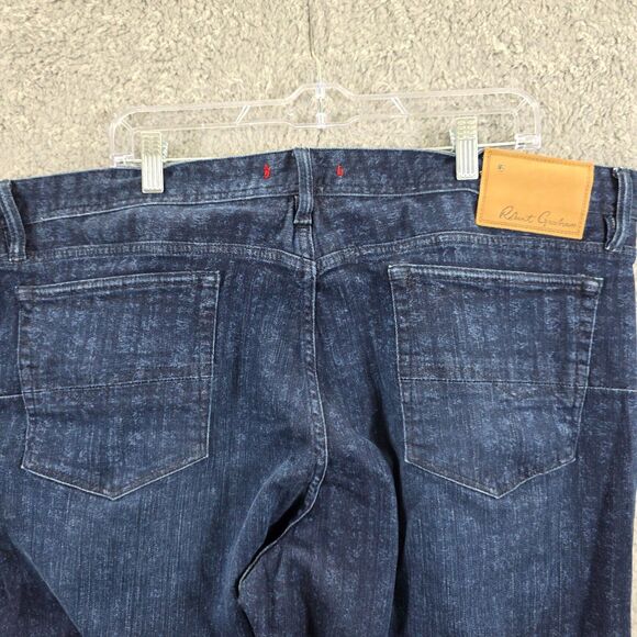 Robert Graham Men's Blue Denim Jeans Dark Indigo Stretch Geometric Size 42x36 - Picture 10 of 16
